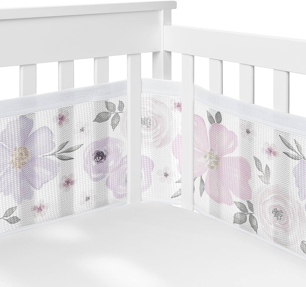 Sweet Jojo Designs + BreathableBaby Lavender Purple Boho Floral Girl Breathable Mesh Crib Liner B... | Amazon (US)
