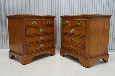 Pair Drexel Heritage Yorkshire Yew Wood Banded Georgian Style Nightstands  | eBay | eBay US