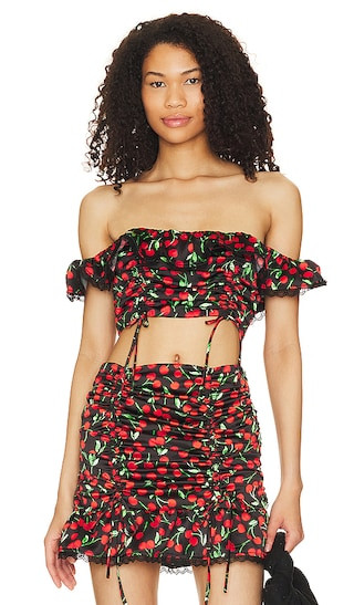 Kym Crop Top in Black Cherry | Revolve Clothing (Global)