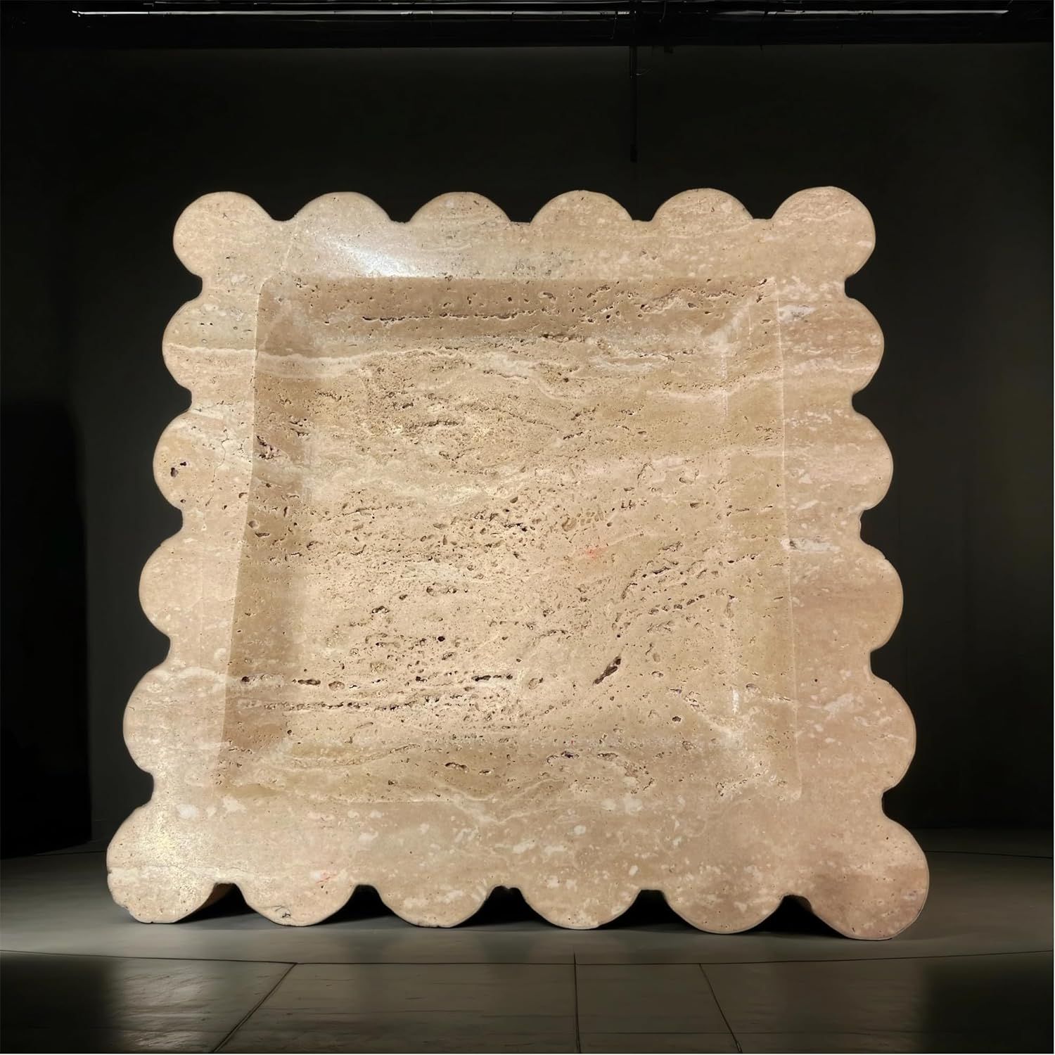 Natural Travertine Decorative Tray, Square Marble Stone Scalloped Tray, Handmade Marble Trays for... | Amazon (US)