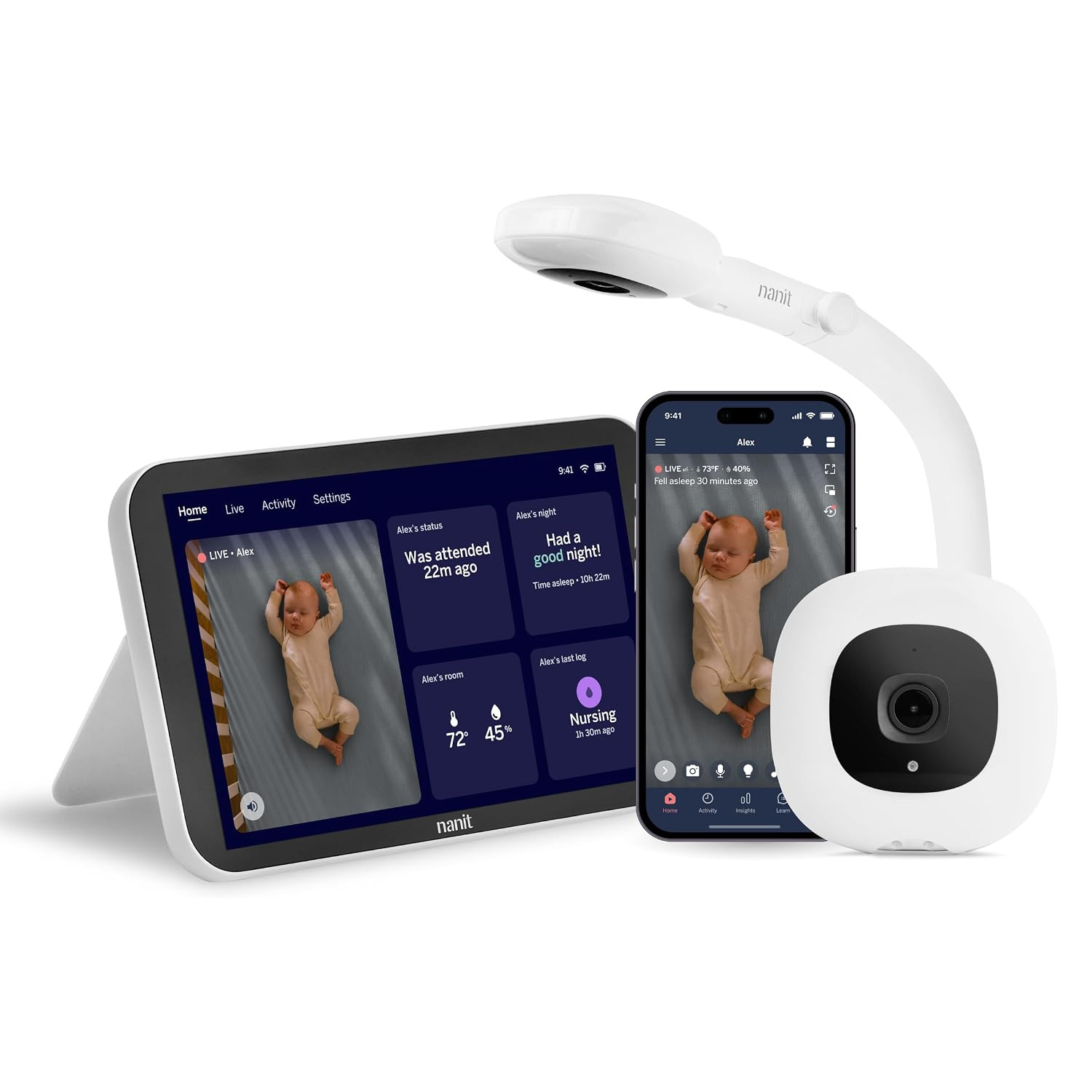 Nanit Smart Baby Video Monitor System with Floor Stand & 8" Display Screen | Amazon (US)