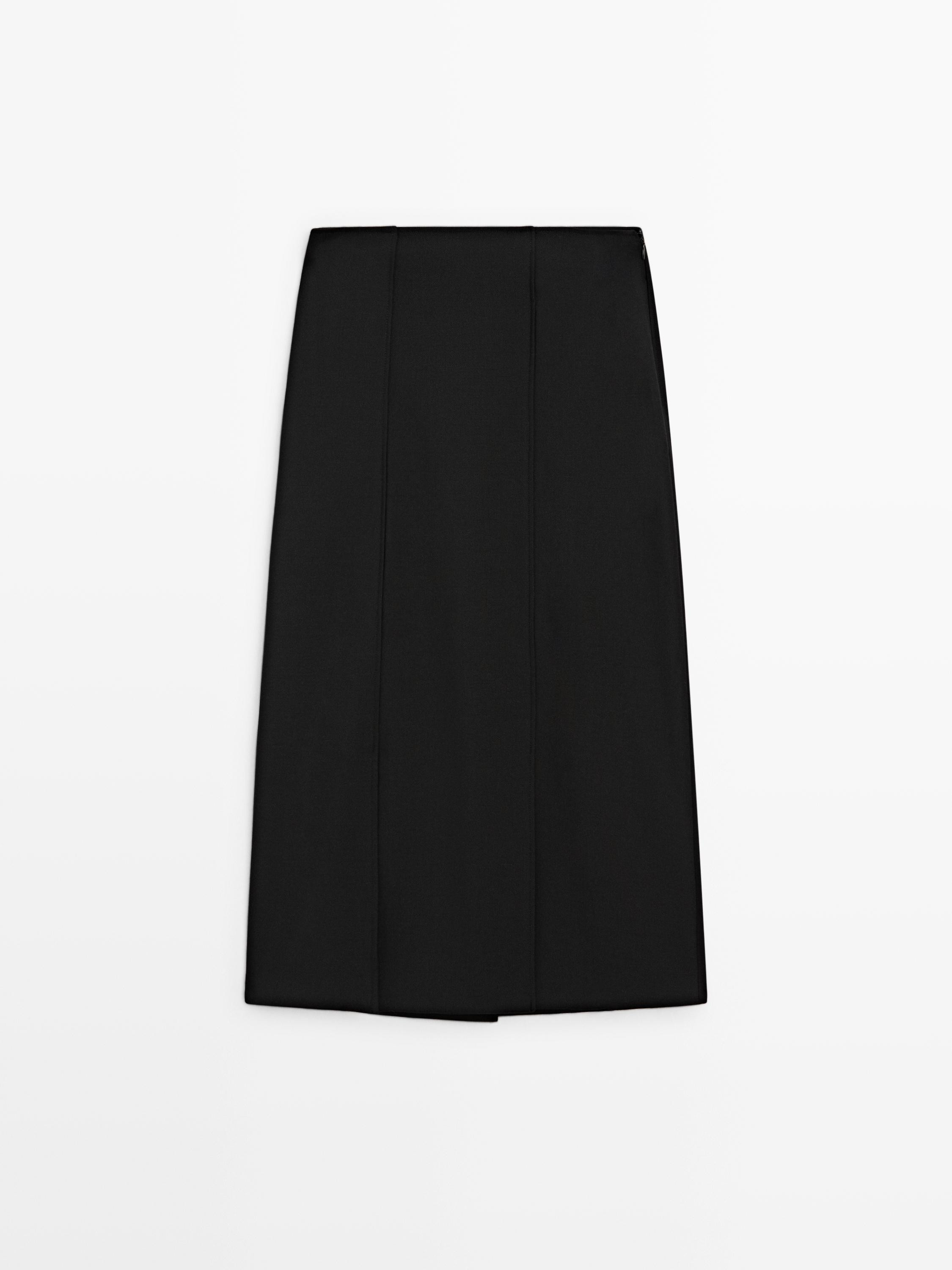 Midirock aus Wollmischgewebe mit Schlitz | Massimo Dutti DE