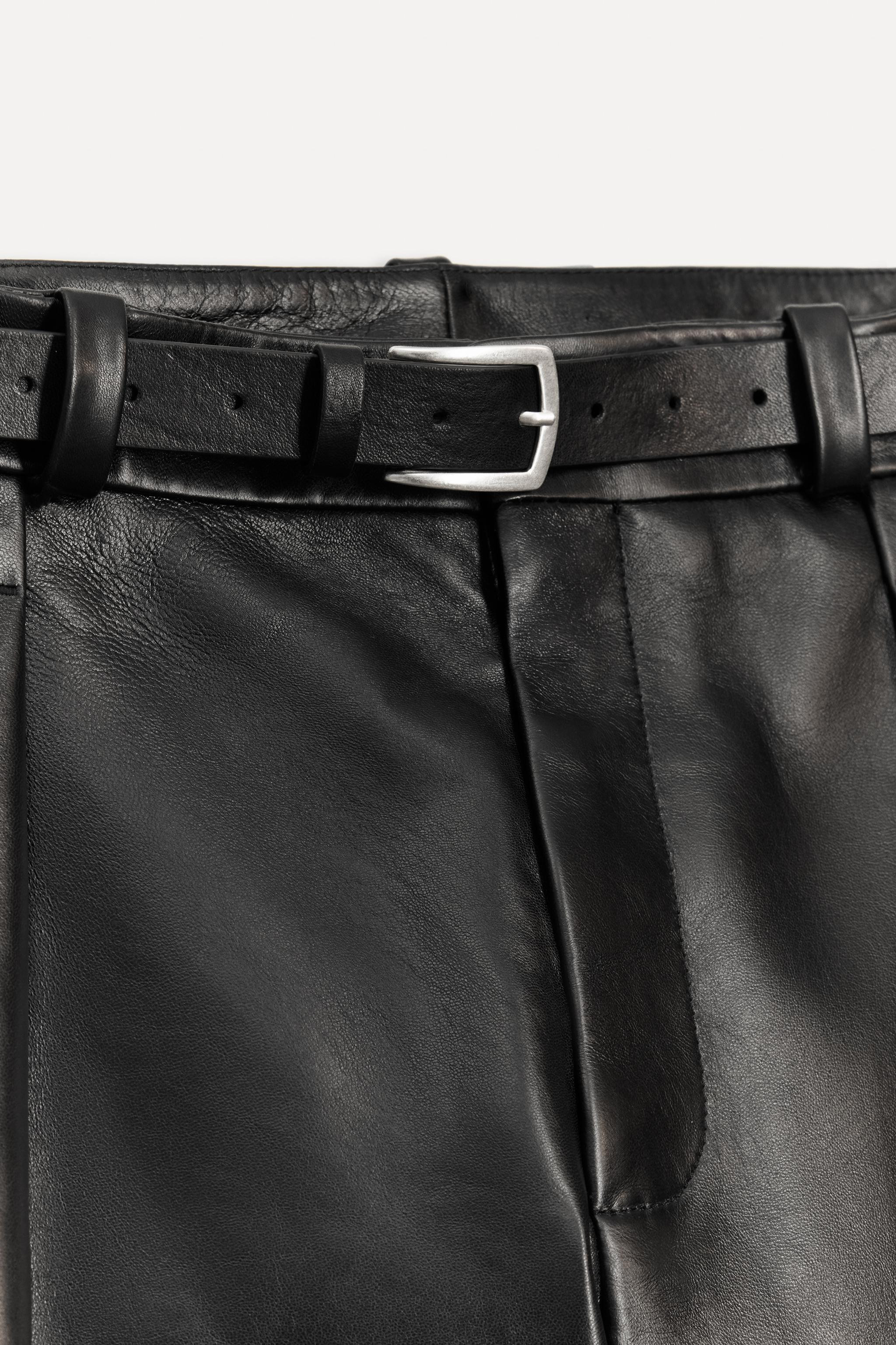 50TH ANNIVERSARY LEATHER TROUSERS WITH DARTS AND BELT | Zara UK