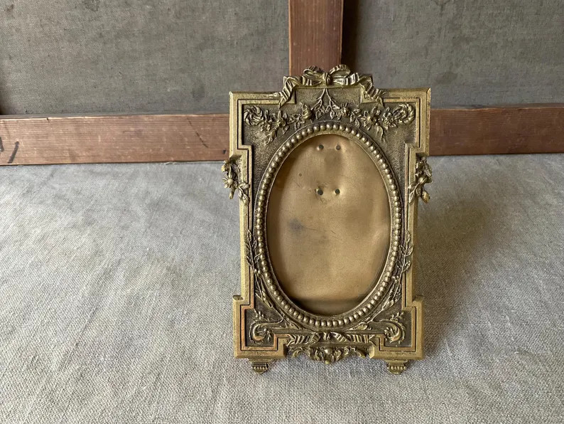 French Vintage Small Frame in Golden Bronze, for Photo, 19th Handmade, With Glass - Etsy | Etsy (US)