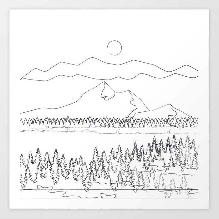 Minimal Mountain Lake Landscape 2 Art Print by Nadja | Society6
