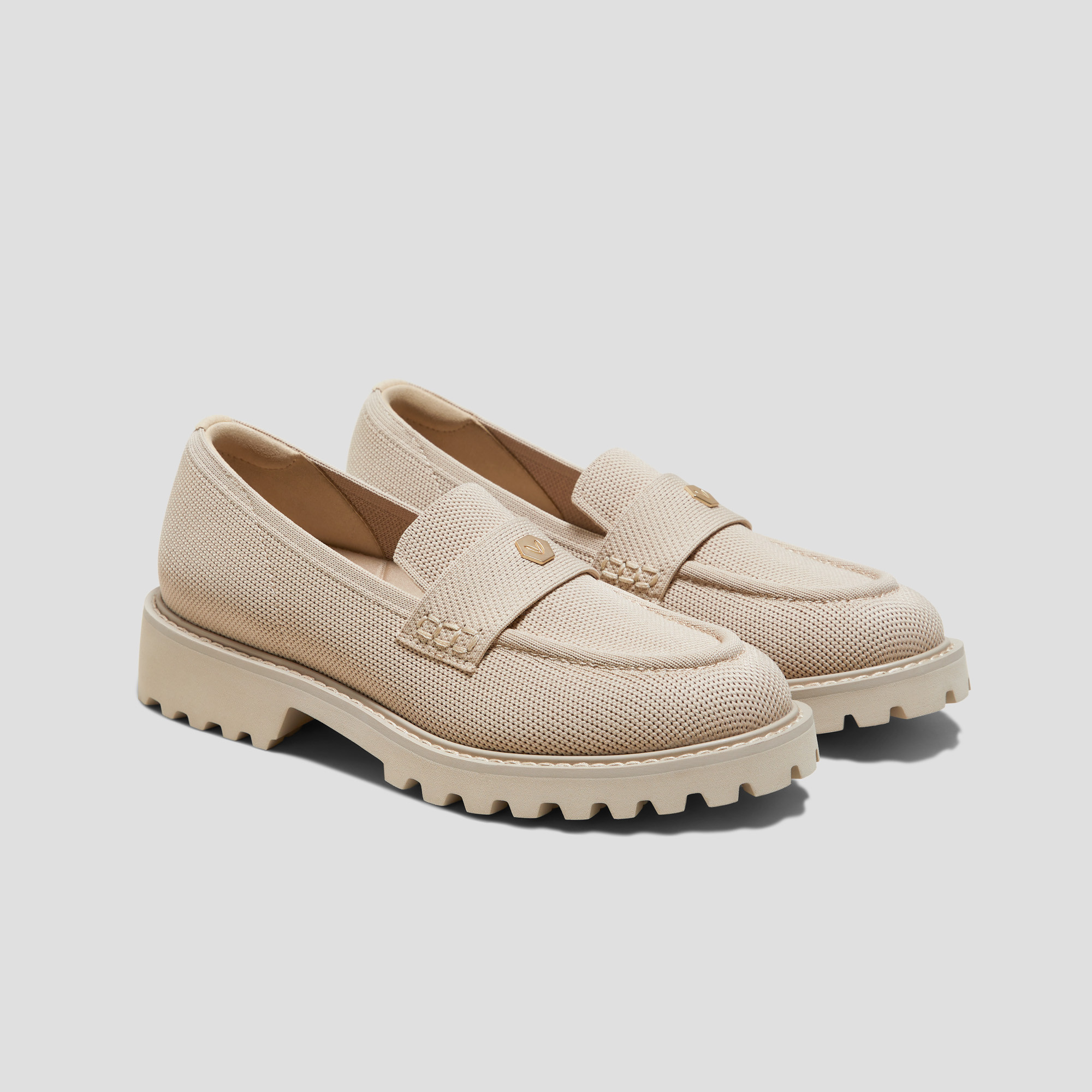 VIVAIA Round-Toe Platform Chunky Heel Loafers (Francesca)|ALMOND|7-7.5 | VIVAIA