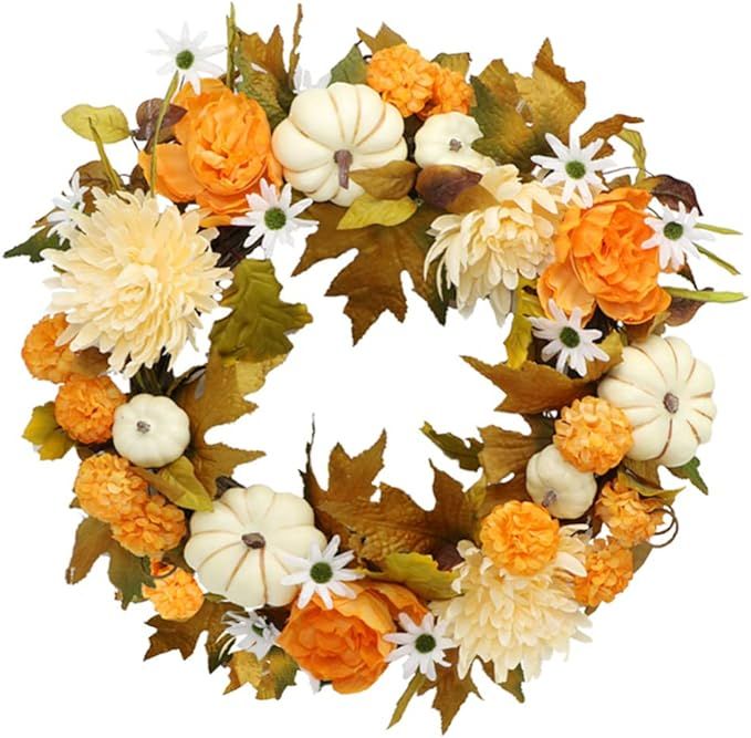 Palmhill Fall Wreath, 16.5inch Autumn Wreath for Front Door Outside Ideal for Autumn & Halloween ... | Amazon (US)