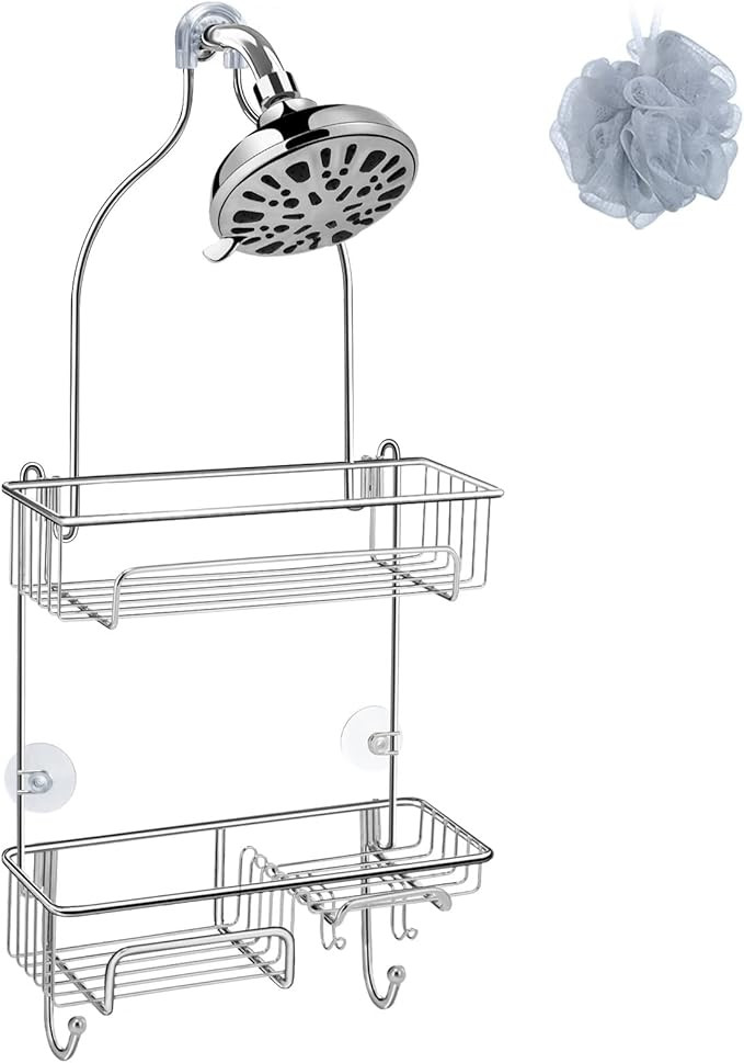 COSYLAND Hanging Shower Head Caddy, Rustproof Bathroom Shower Shelf Organizer, SUS201 Stainless S... | Amazon (US)