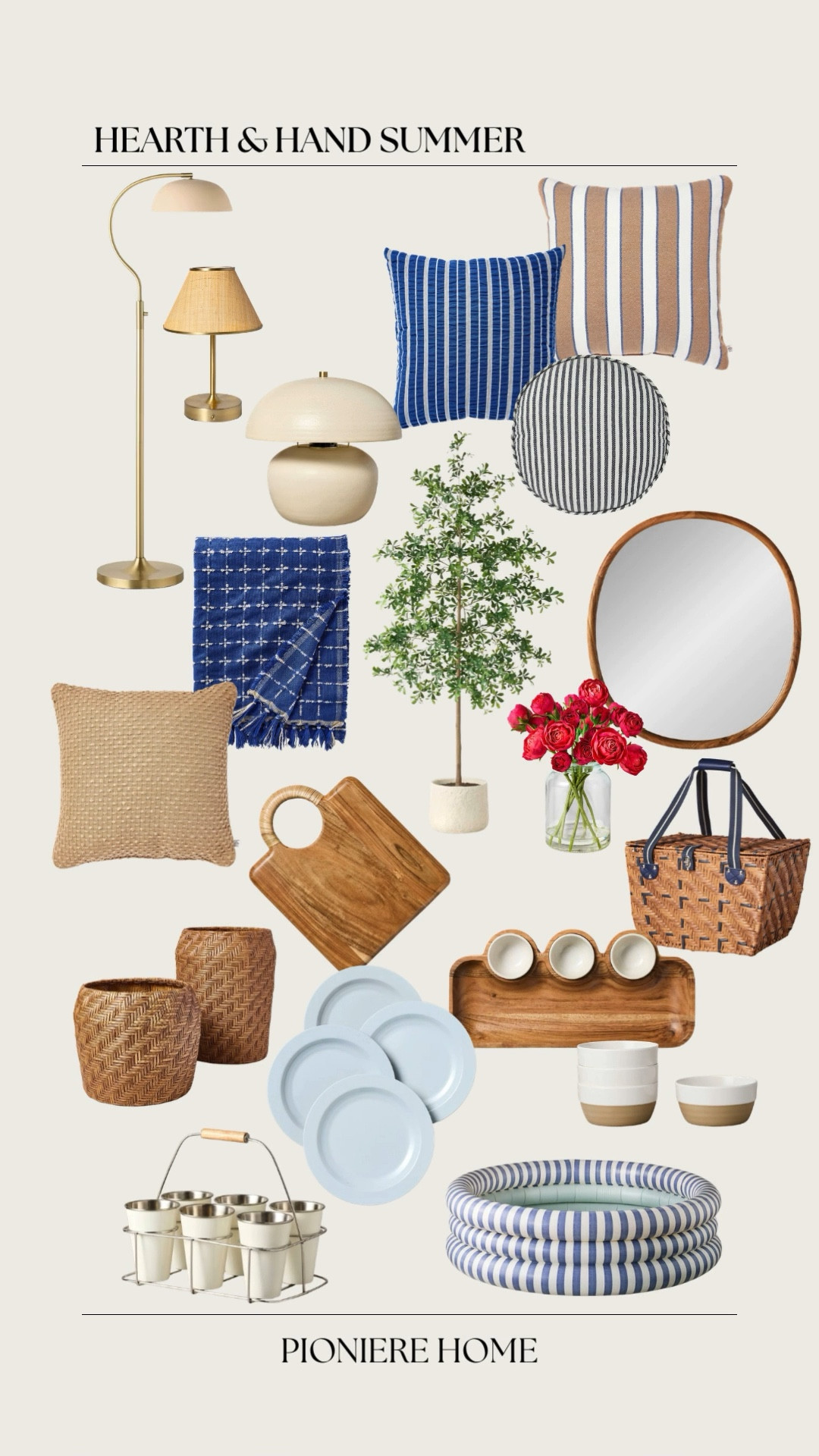 Hearth & had new summer collection. Outdoor entertaining, melamine dishes, table lamps, throw pillows, planters, picnic basket, throw blanket, summer decor, affordable home finds 

#LTKHome #LTKSeasonal