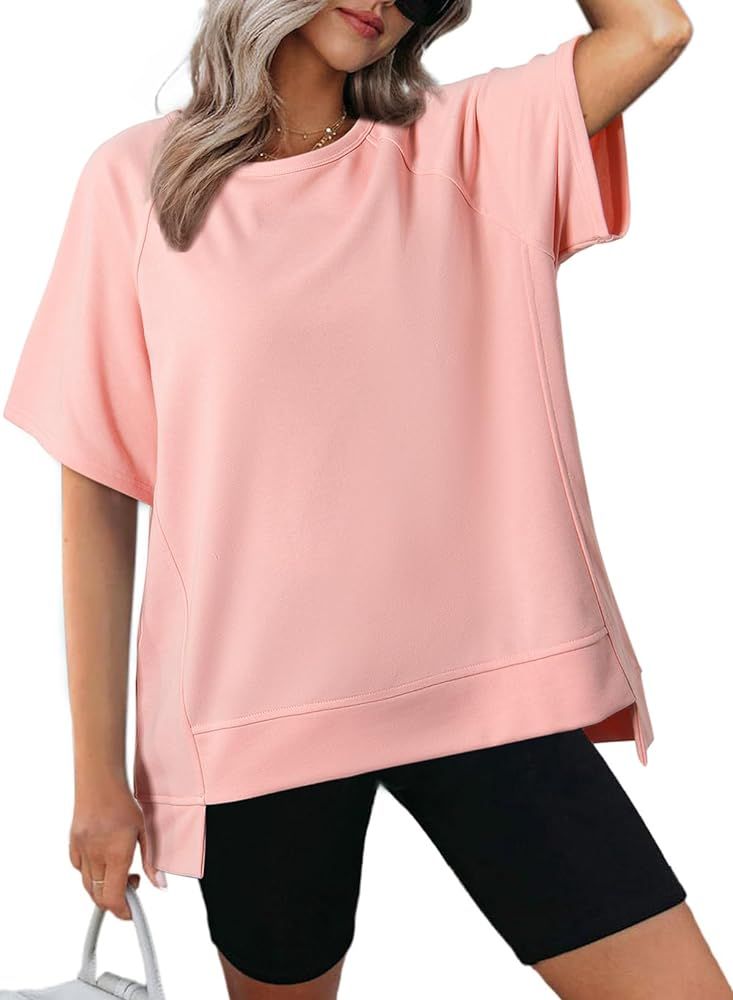 Dokotoo Oversized T Shirts for Women Crewneck Short Sleeve Casual Summer Tops Lightweight Loose H... | Amazon (US)