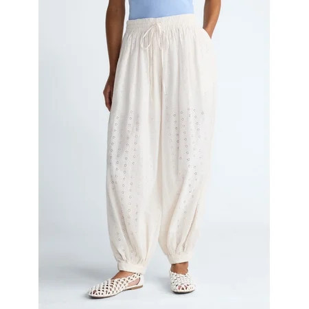 Scoop Women’s and Women’s Plus Eyelet Harem Cotton Pants Sizes XS-4X | Walmart (US)
