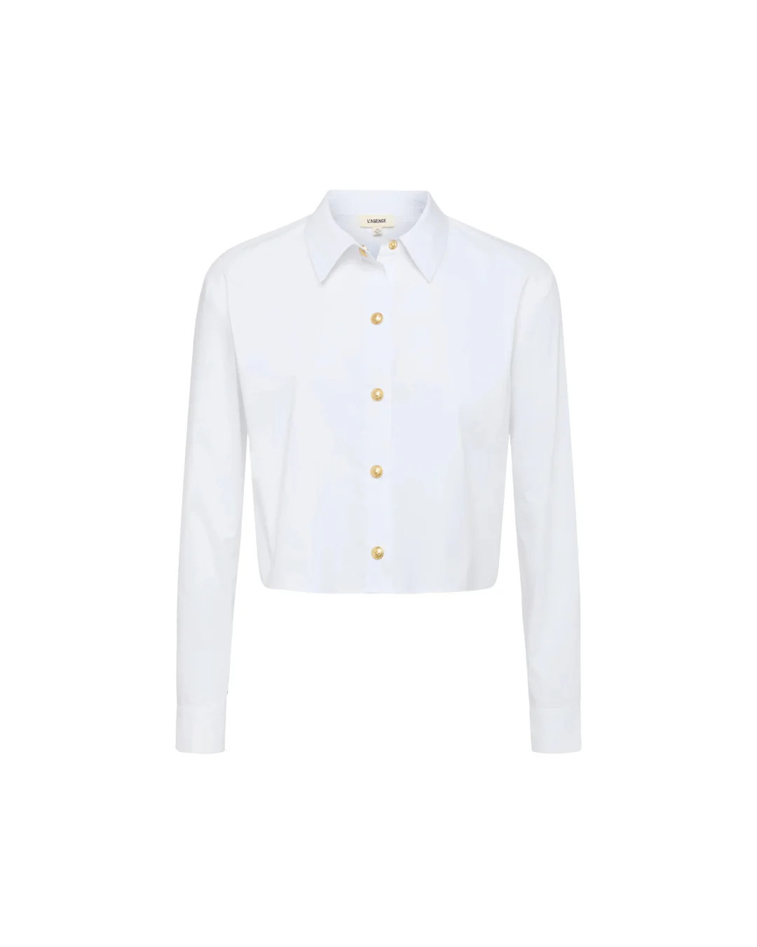 COSETTE CROP HI LOW SHIRT WHITE/ GOLD / XXS | FEBE Clothing