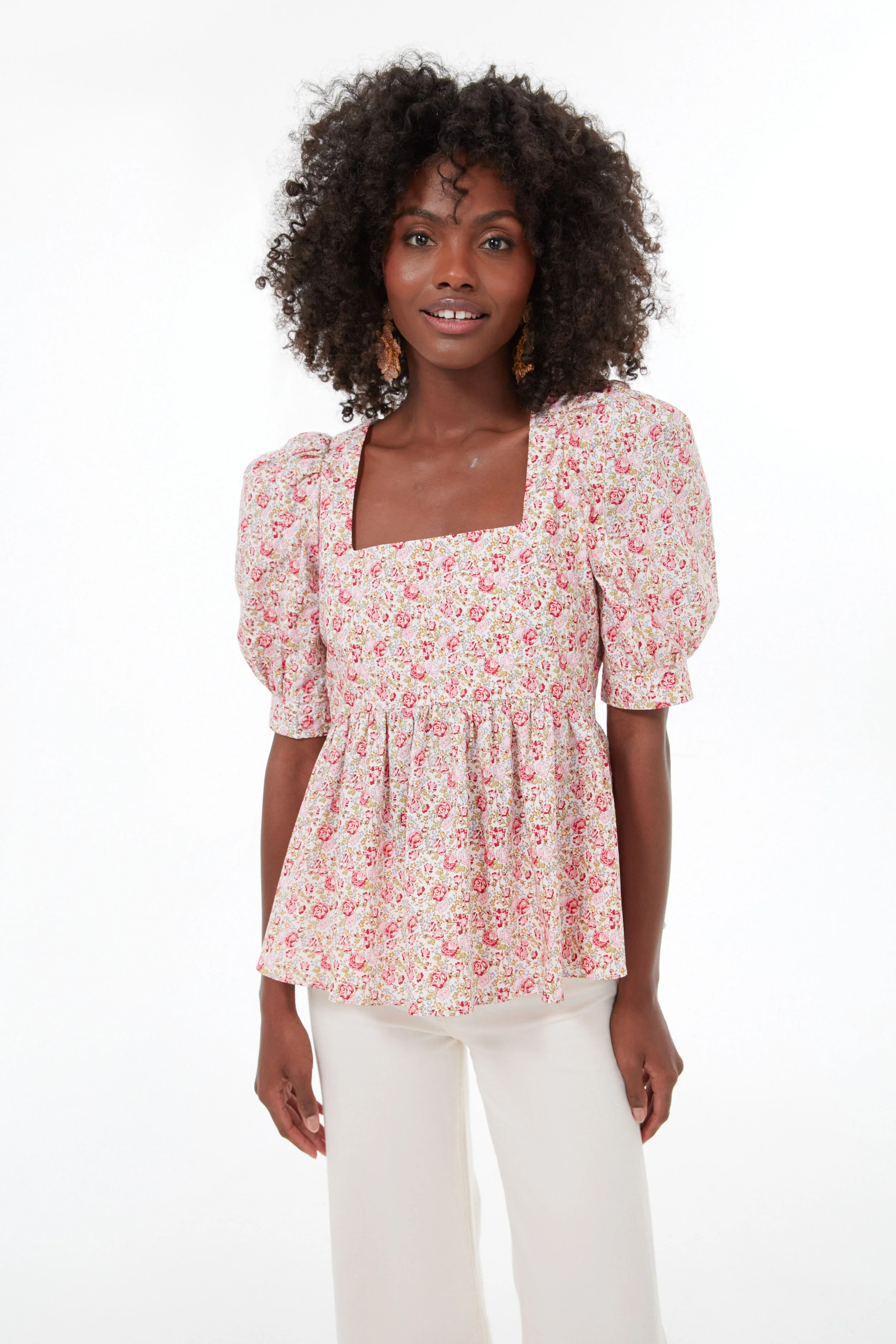 Floral Square Neck Peplum Jane Blouse | Tuckernuck (US)