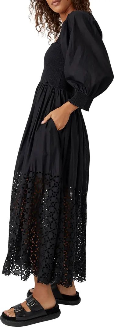 Perfect Storm Smocked Eyelet Long Sleeve Maxi Dress | Nordstrom