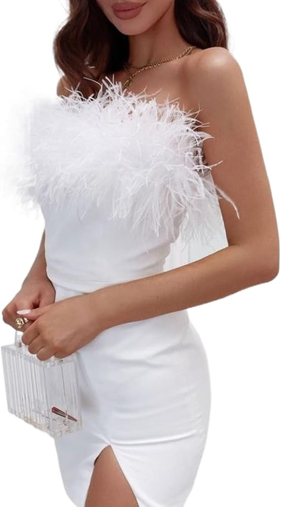 NUFIWI Women Bodycon Strapless Mini Dress Ruched Sleeveless Sexy Tube Dress Cutout Off Shoulder S... | Amazon (US)