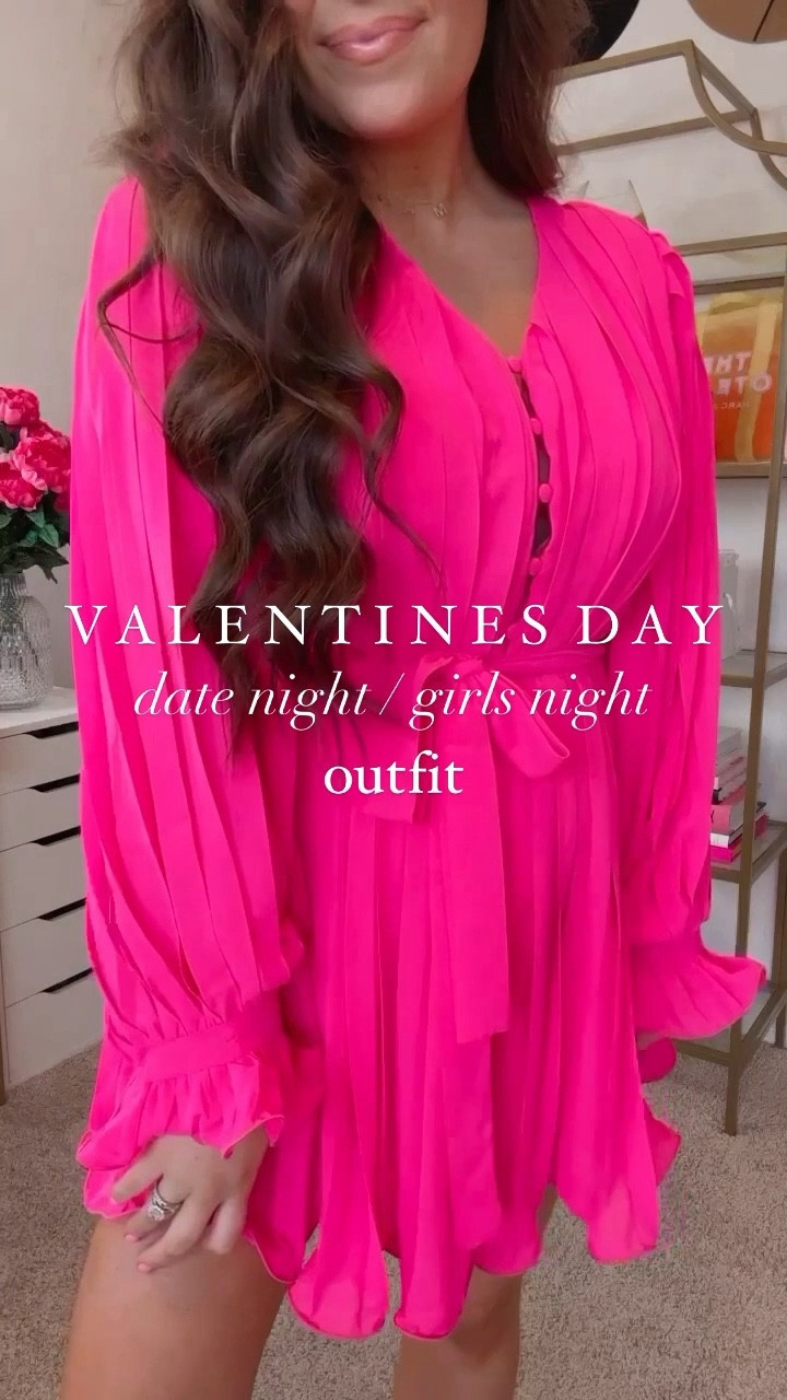 The most perfect 🩷  P I N K 🩷 romper that screams Valentine’s Day / Galentine’s plans 🫶🏼 Obsessed with this beauty! 

I’m wearing a size small here and I was 21 weeks pregnant! Runs a bit oversized but has a belt for you to sinch at the waist for a more fitted look.

Valentine’s Day style, Valentine’s Day outfit, vday style, vday look, vday outfit, pink outfit, date night style, pink and red, girly style, pleated romper, hot pink outfit, pink romper, galentines brunch, galentines day outfit

#LTKstyletip #LTKVideo #LTKfindsunder100