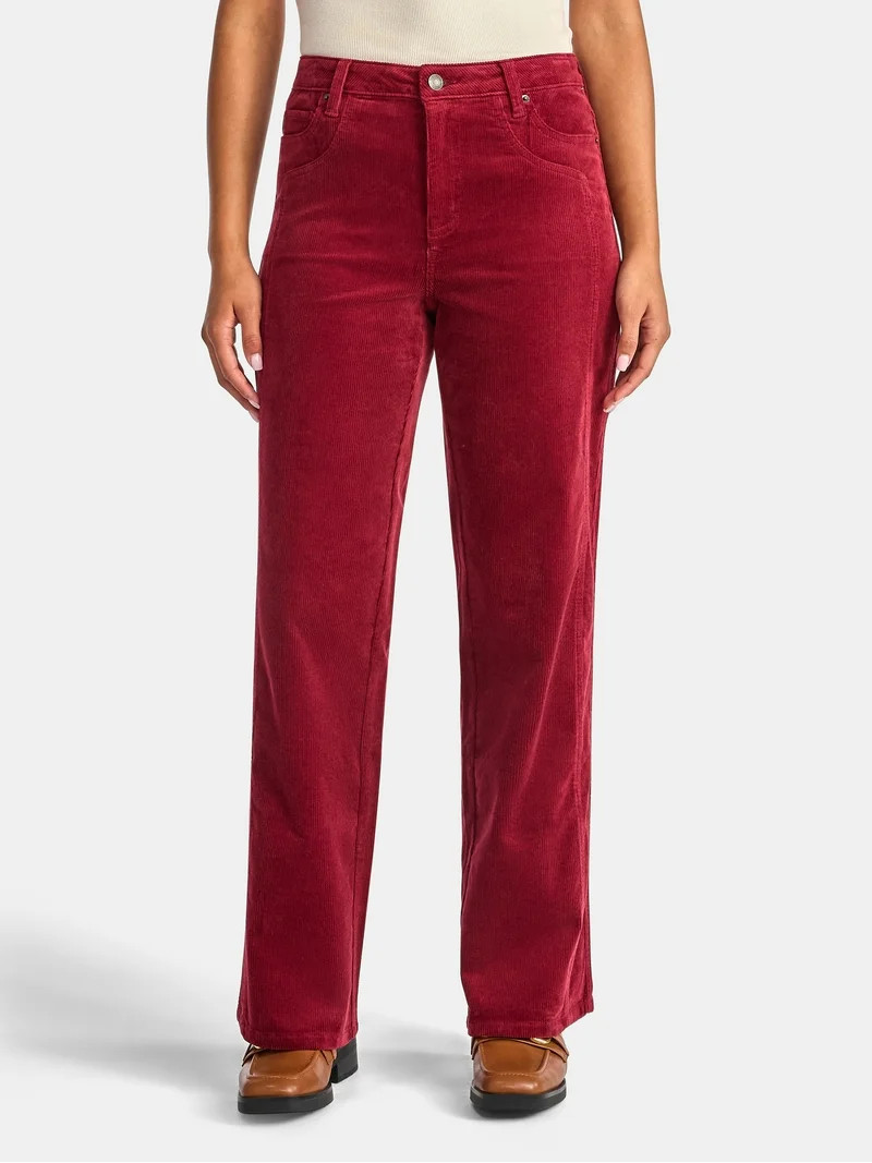 Time and Tru Women's and Women's Plus Corduroy Seamed Wide Leg Pants, 31" Inseam, Sizes 2-22 | Walmart (US)