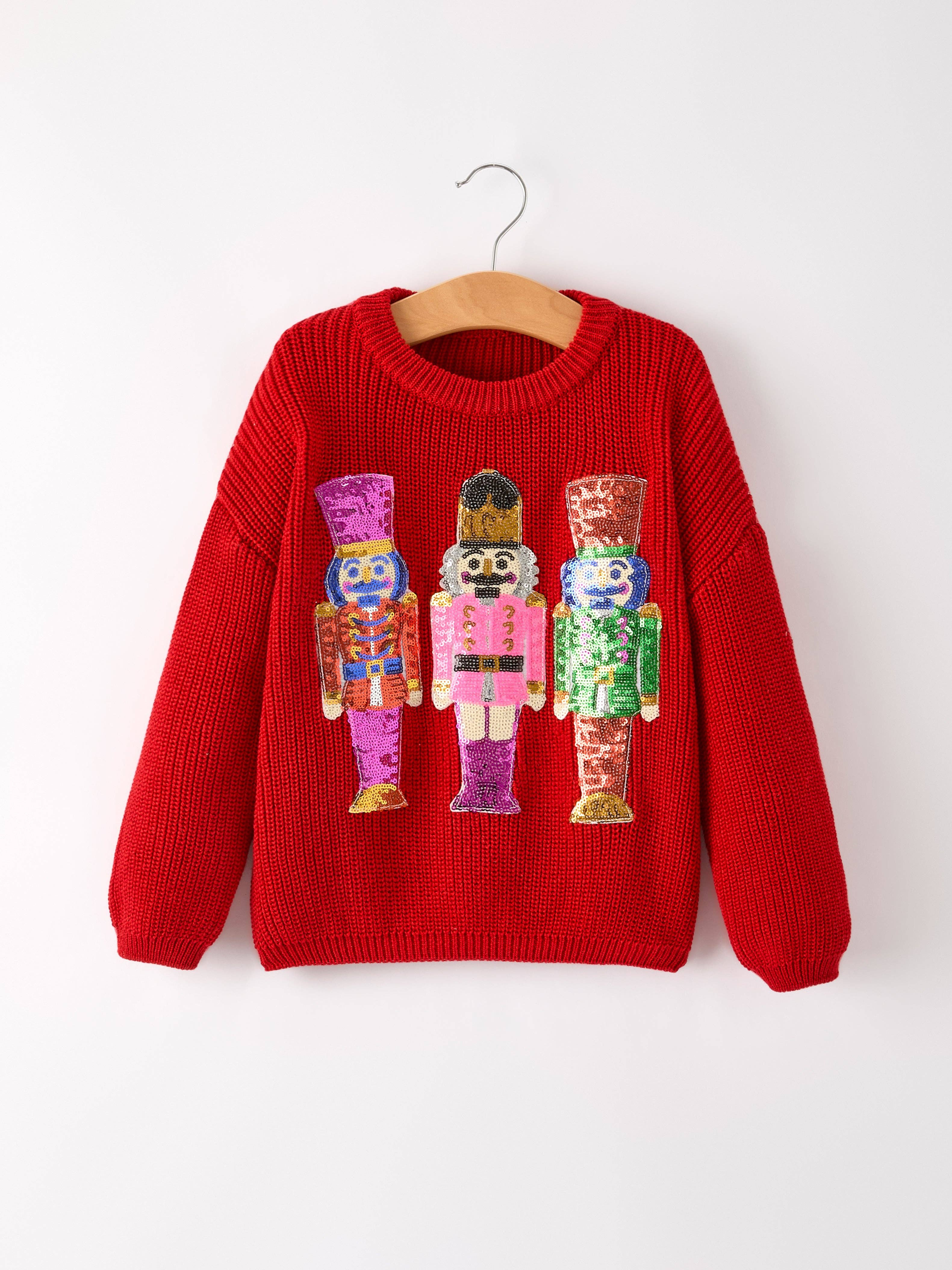 Red Girls Nutcracker Sequins Sweater | Persnickety
