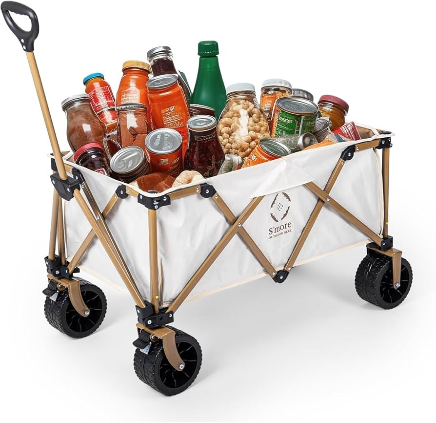 S'more Collapsible Folding Wagon Cart with Big All-Terrain Wheels, Heavy Duty Foldable Beach Cart... | Amazon (US)