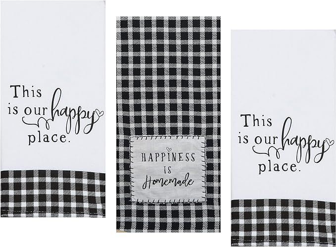 3 Farmhouse Country Themed Decorative Cotton Kitchen Towels Set with Black and White Print | 1 Te... | Amazon (US)