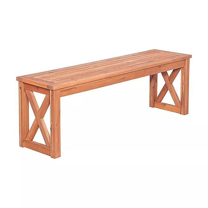 Forest Gate™ Aspen All-Weather Acacia X-Frame Patio Bench in Brown | Bed Bath & Beyond