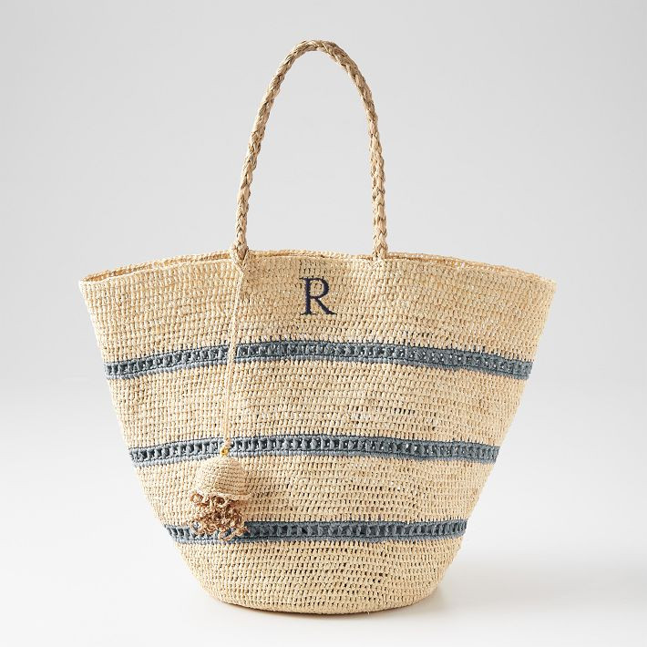 Coronado Handwoven Raffia Stripe Tote | Mark and Graham