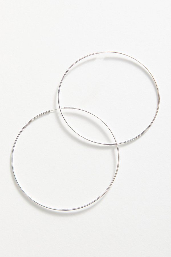 18K Gold + Sterling Silver Extra Large Hoop Earring - Silver at Urban Outfitters | Urban Outfitters (US and RoW)
