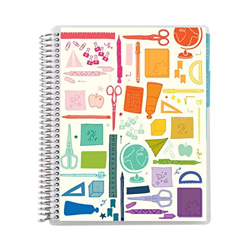 Erin Condren Spiral Teacher Record Book 7" x 9" Platinum-Coiled Notebook with 160 Pages, Colorful Tabbed Sections, Sturdy Laminated Cover, Designed for Tracking Grades, Watercolor Stripes | Amazon (US)