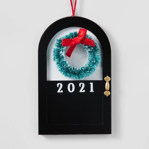Round Wood 2021 Door Christmas Tree Ornament Black - Wondershop™ | Target