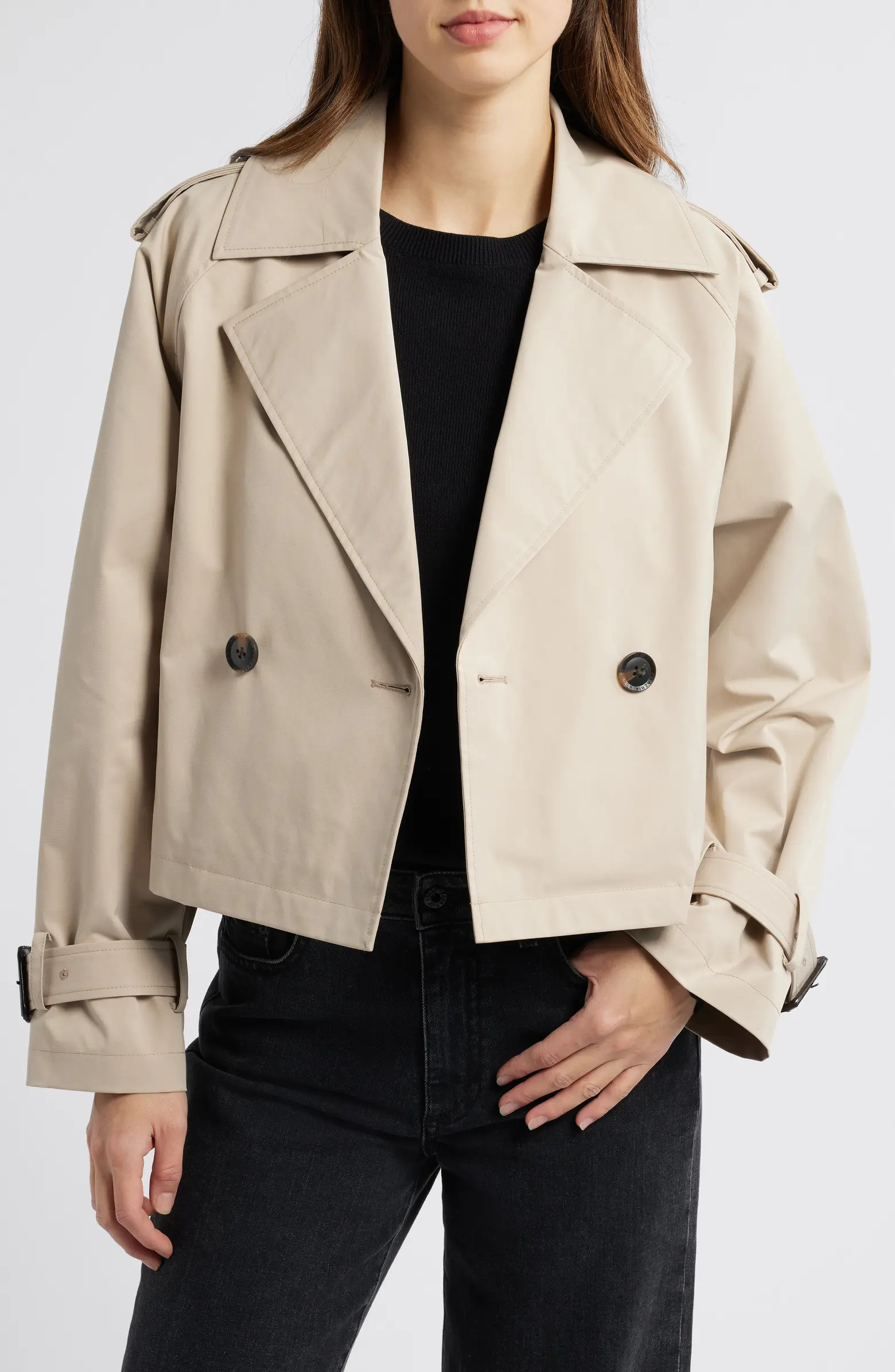BCBG Max Azria Double Breasted Crop Trench Coat | Nordstrom | Nordstrom