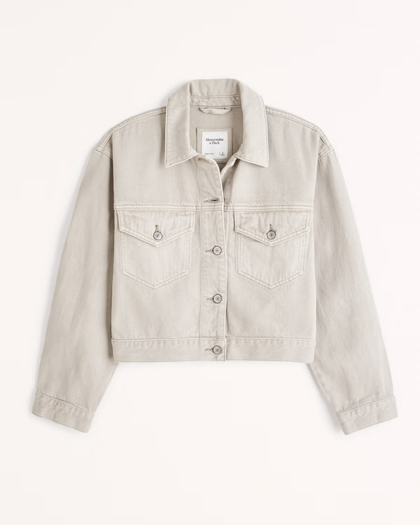 Drapey Cropped Denim Jacket | Abercrombie & Fitch (US)