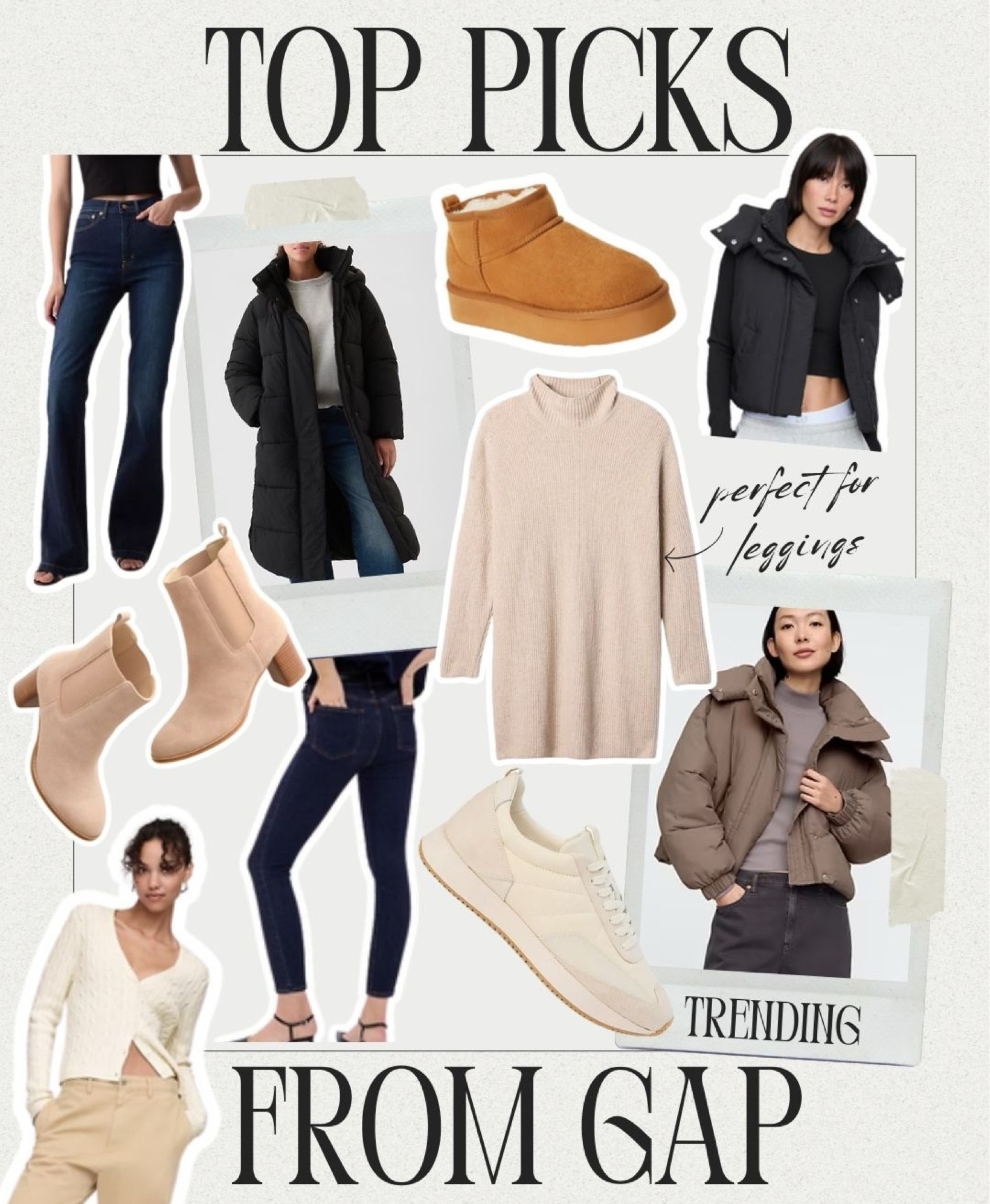 Top picks from GAP- winter outfits, thanksgiving outfit ideas, holiday outfit ideas, winter outfit ideas, trendy sneakers, sweater dress, sweater dresses, flare jeans, puffer jacket, crop cardigan, crop jacket, winter jacket, winter coat, parka

#LTKGiftGuide #LTKStyleTip #LTKSeasonal