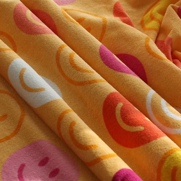 Mainstays Velour Beach Towel, Smiley, Orange, 28x60 | Walmart (US)