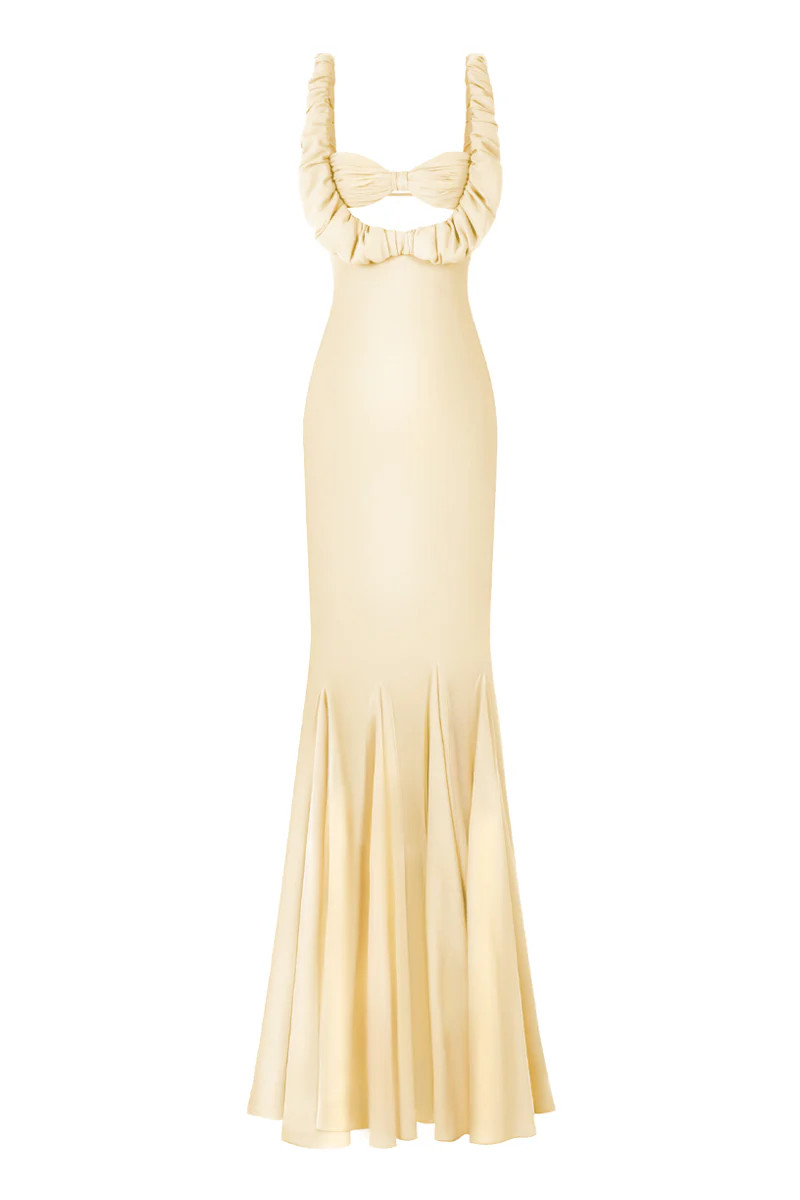 CROISSANT MAXI SLIP DRESS IN LIGHT YELLOW | Stolen Stores | CULT MIA | CULT MIA UK LTD
