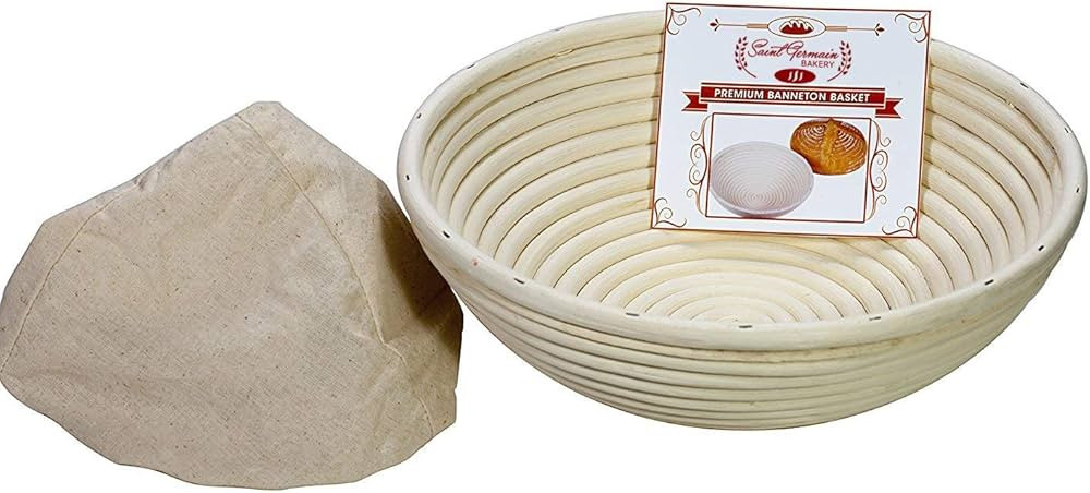Saint Germain Bakery Premium Round Bread Banneton Basket with Liner - Perfect Brotform Proofing B... | Amazon (US)