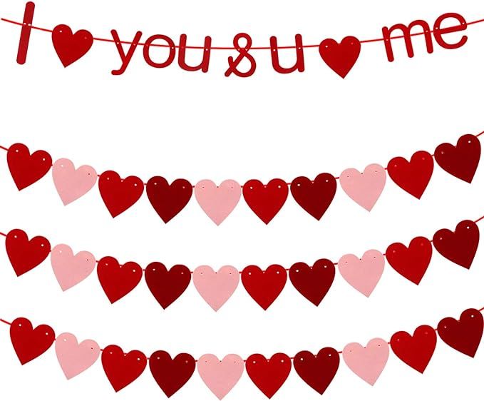 4 Pieces Felt Heart Garland Banner I Love You with Heart Garland Valentines Day Banner for Valent... | Amazon (CA)