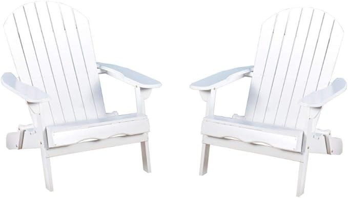 Christopher Knight Home Hanlee Folding Wood Adirondack Chairs, 2-Pcs Set, White | Amazon (US)