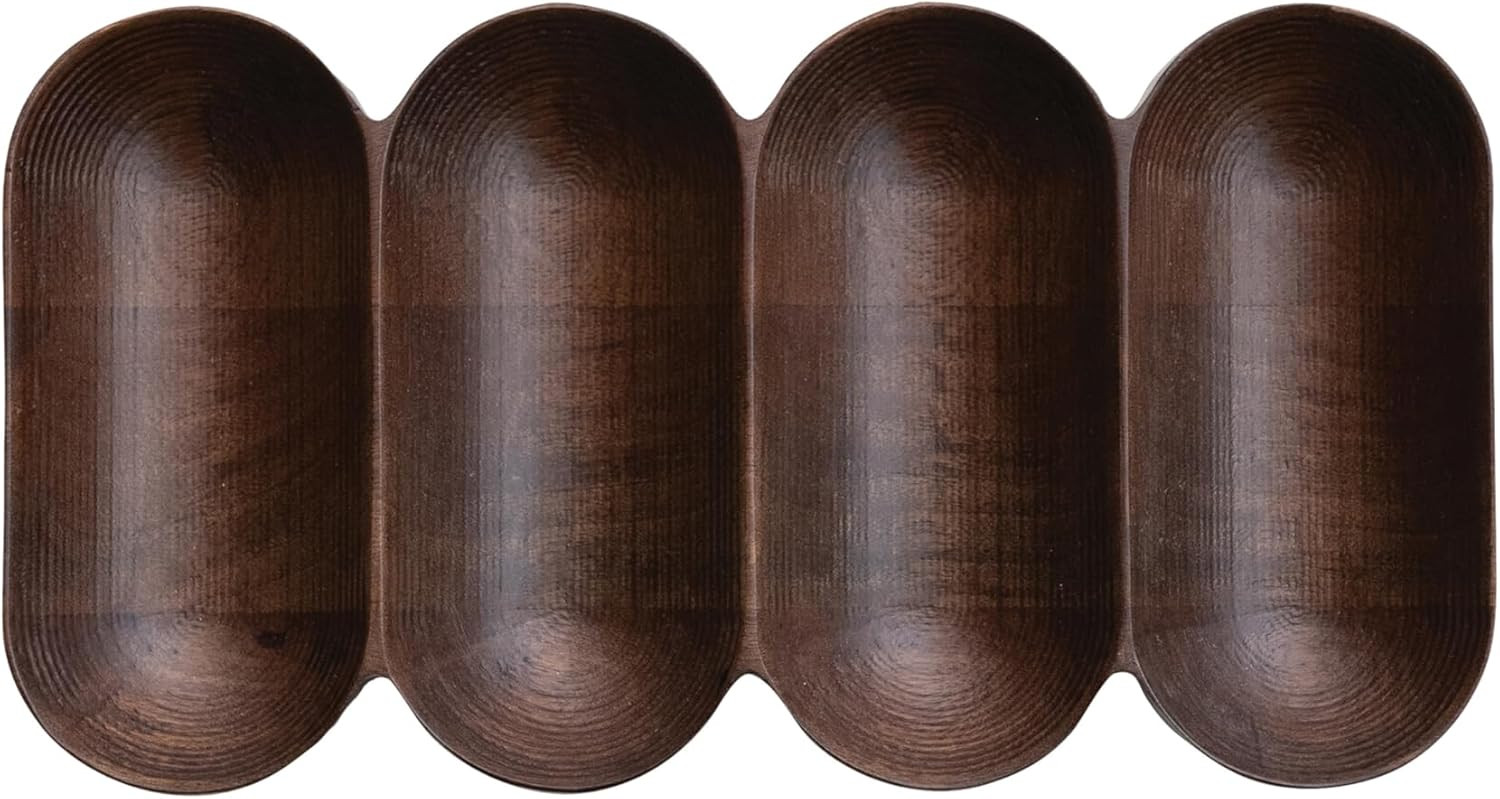 Bloomingville Mango Wood Serving Dish with 4 Sections, Walnut Finish | Amazon (US)