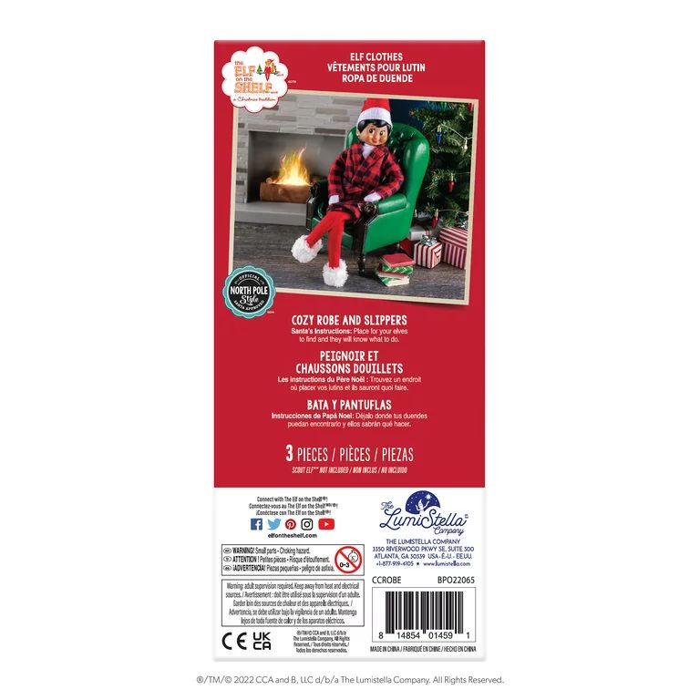 The Elf on the Shelf Claus Couture® Cozy Robe and Slippers for your Scout Elf | Walmart (US)