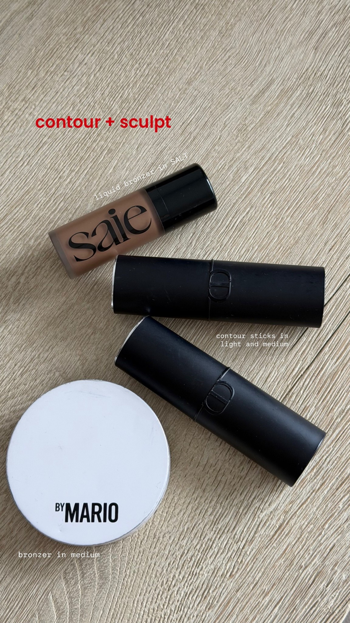 Sephora sale contour bronzer sculpt 

Saie salt
Dior contour stick in light and medium
Mario blurring bronzer medium 



#LTKootd #LTKSaleAlert #LTKBeauty