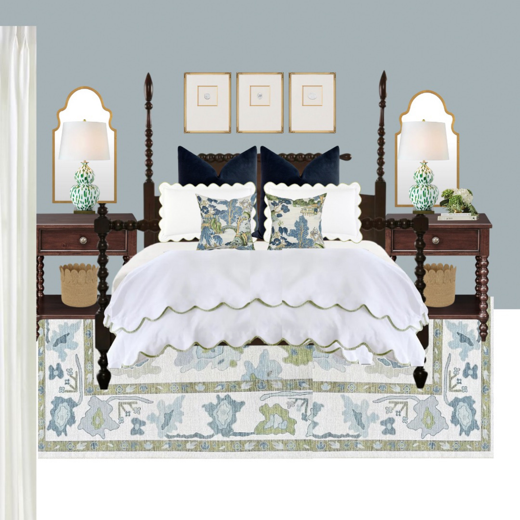 Grandmillenial bedroom inspiration 

#grandmillenial #grandmillenialdecor #grandmillenialstyle #homedecor #blueandgreen #chinoiserie #homedesign 

#LTKxWayfair #LTKFamily #LTKHome