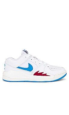 Jordan Stadium 90 Sneaker in White, Dark Powder Blue, Sail, & Gym Red from Revolve.com | Revolve Clothing (Global)