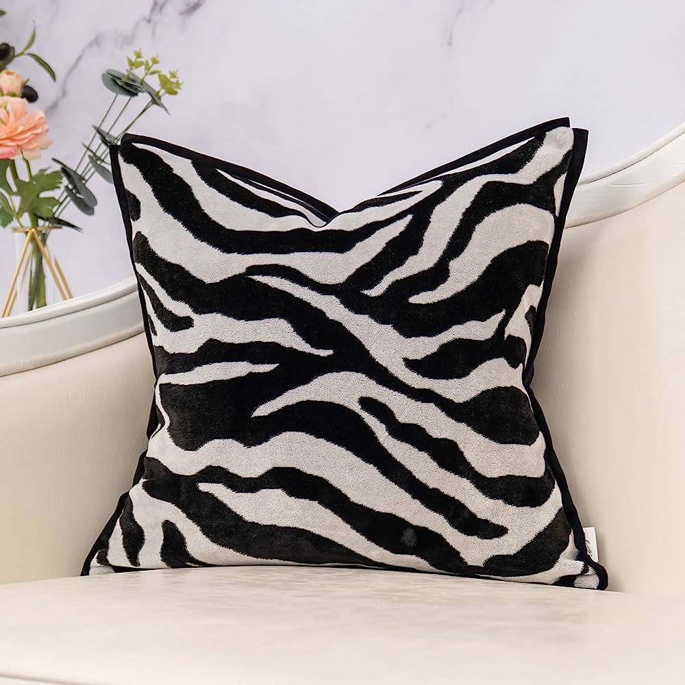 Yangest 18x18 Inch Zebra Decorative Velvet Throw Pillow Cover Black Cushion Case Modern Pillowcas... | Amazon (US)