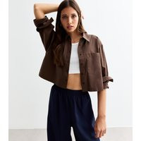 Women's Brown Poplin Cotton Crop Shirt New Look | New Look (UK)