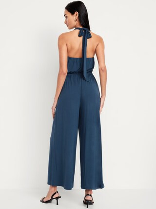 Waist-Defined Halter Jumpsuit | Old Navy (US)