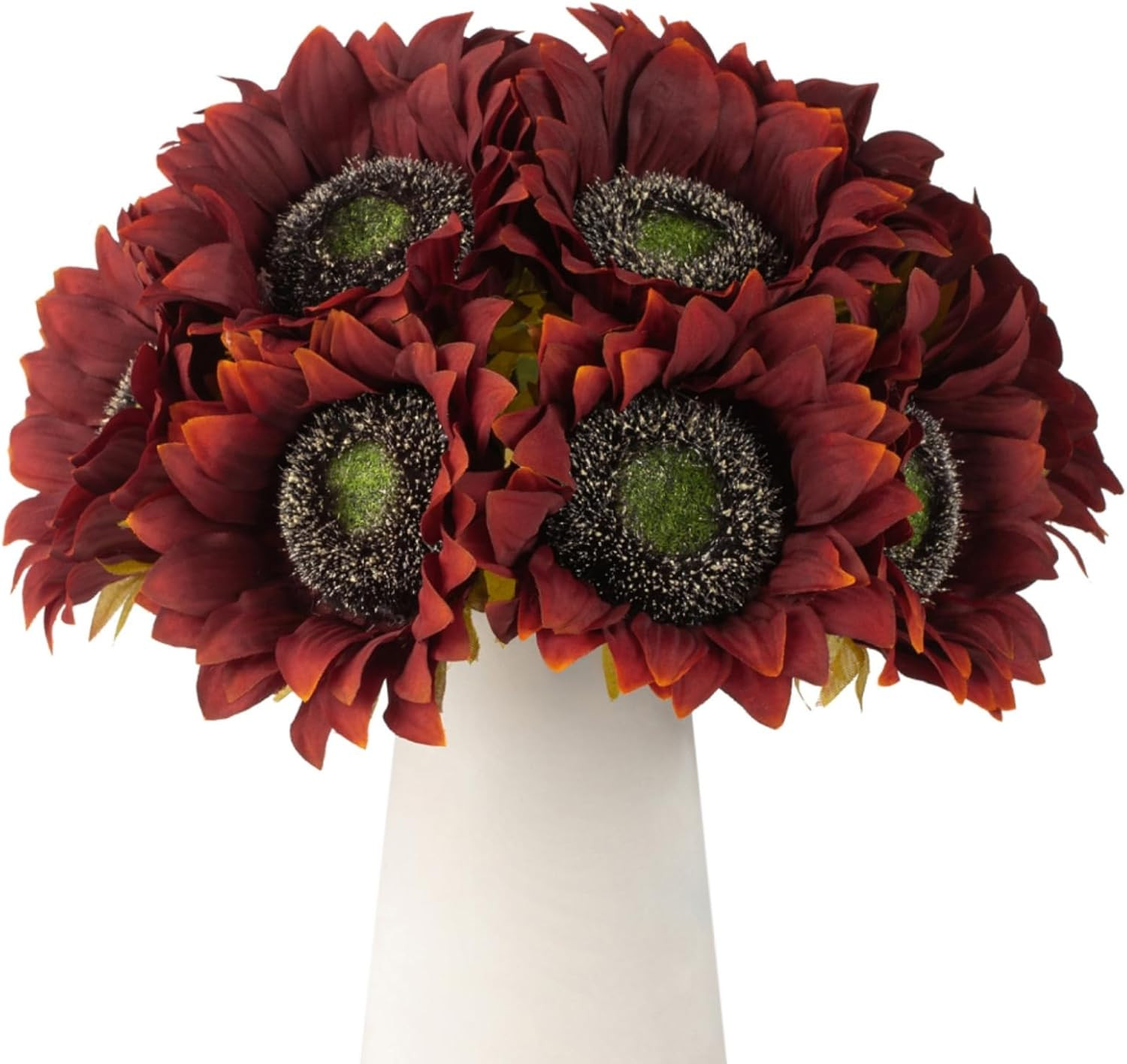 DuHouse 12pcs Artificial Sunflowers Silk Sunflowers Bulk(Burgundy) | Amazon (US)