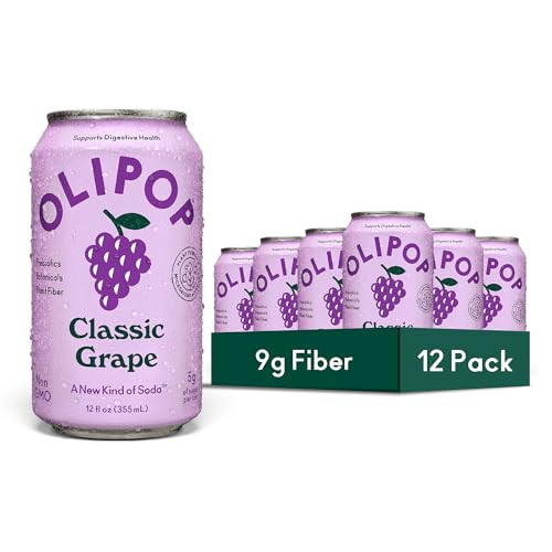 OLIPOP Prebiotic Soda Pop, Classic Grape, A New Kind of Soda Packed with Prebiotics, Fiber, and Botanicals, Gluten Free, GMO Free, 12oz (12-Cans) | Amazon (US)