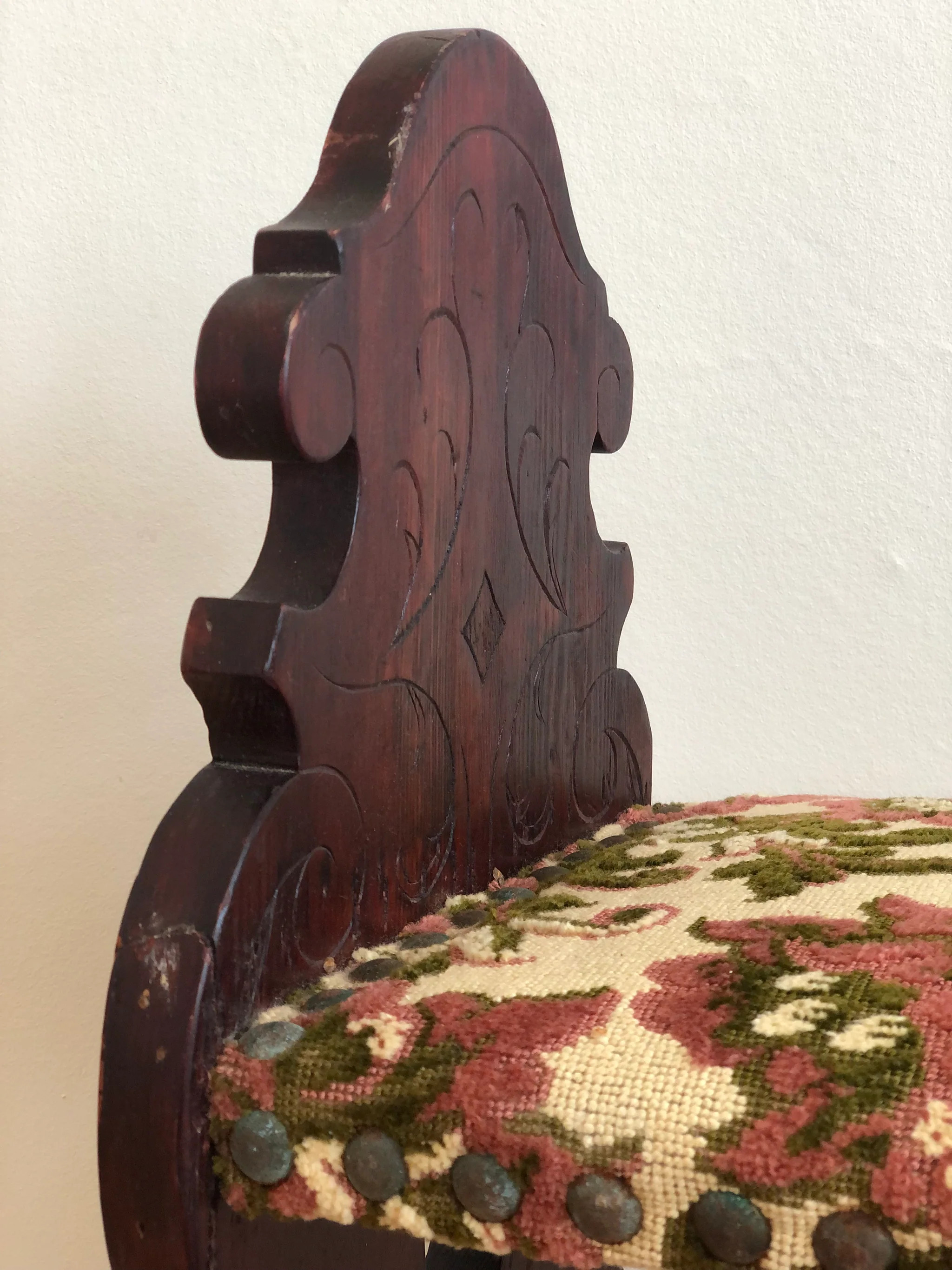 Vintage Spanish Mid-Century Entryway Bench with Floral Upholstery | Shop.app