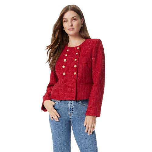 Sam Edelman Women's Fiona Double Breasted Collarless Blazer Standard, Rhythmic RED | Amazon (US)