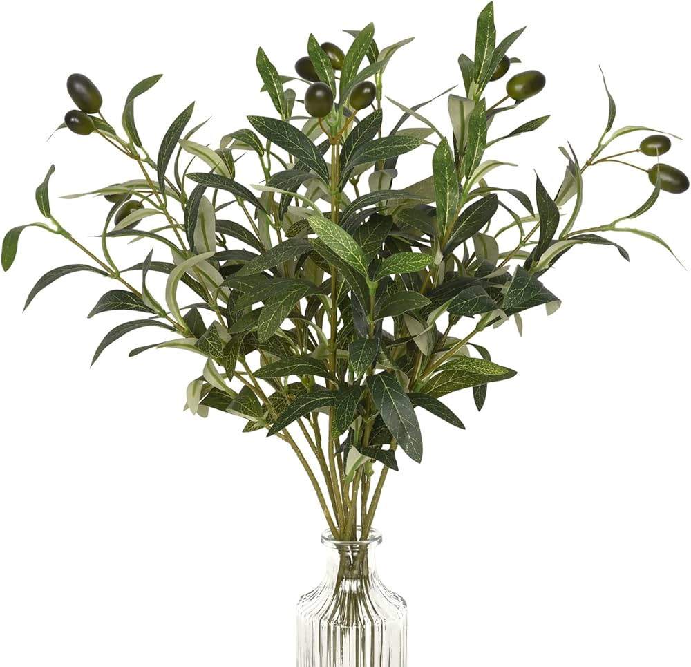 Waipfaru Faux Olive Branches for Vases, Olive Tree Branches with Lifelike Olives, Artificial Gree... | Amazon (US)